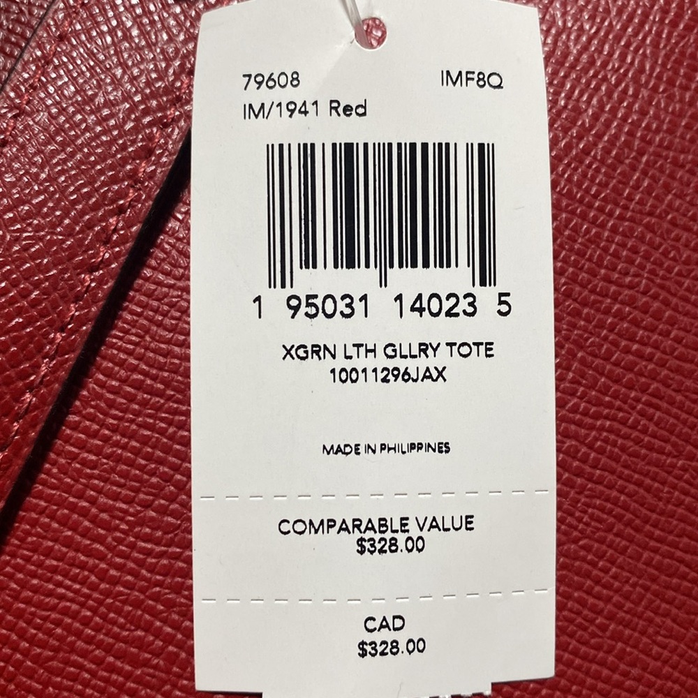 NWT Coach leather red gallery tote - Picture 7 of 7